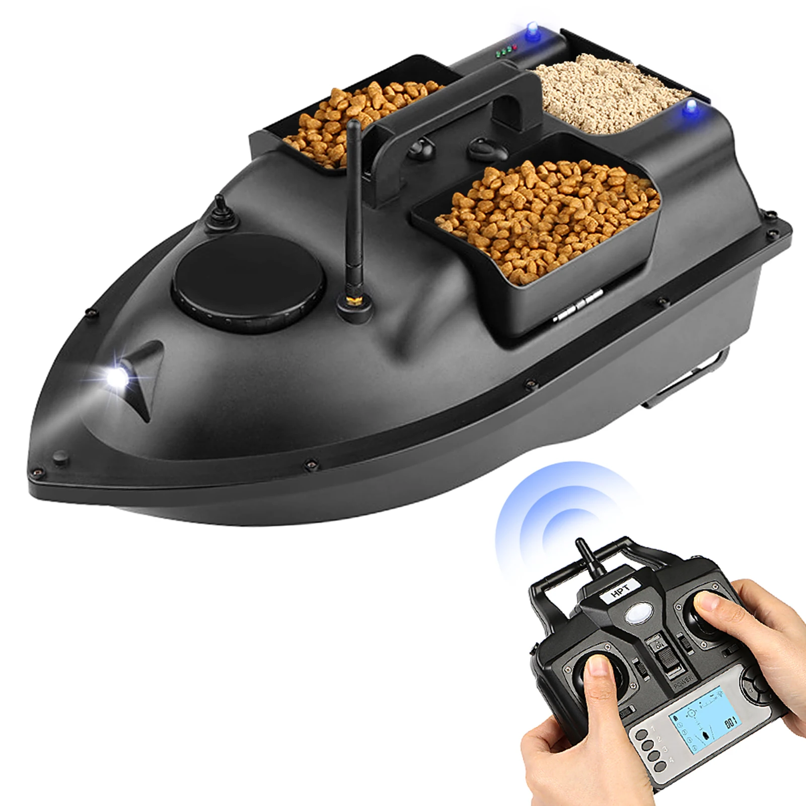 

12000mAh GPS Fishing Bait Boat with 3 Bait Containers Bait Boat with Automatic Return Function 500m Smart RC Fishing Feeder