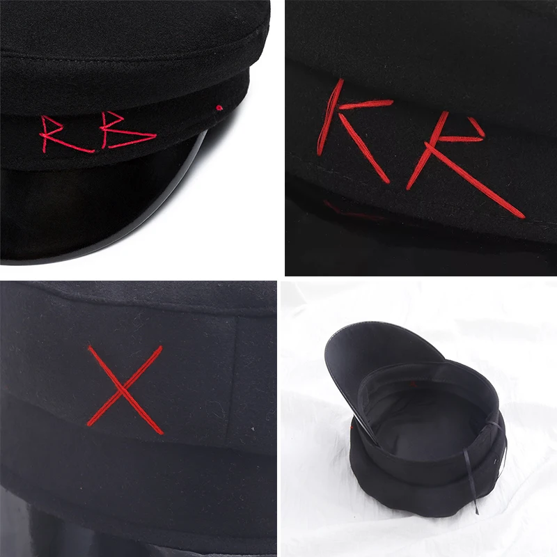 

Winter Woman's Military Army Navy Leather Cap Literary Letter Newsboy Hats Warm For Autumn Winter Flat Top Berets Woman's Hat