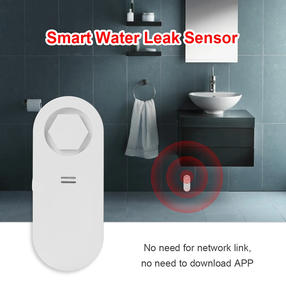 

Smart Water Detectors 100dB Independent Water Leak Sensor For Home Kitchen Bathroom Flood Alert Overflow Security Alarm System
