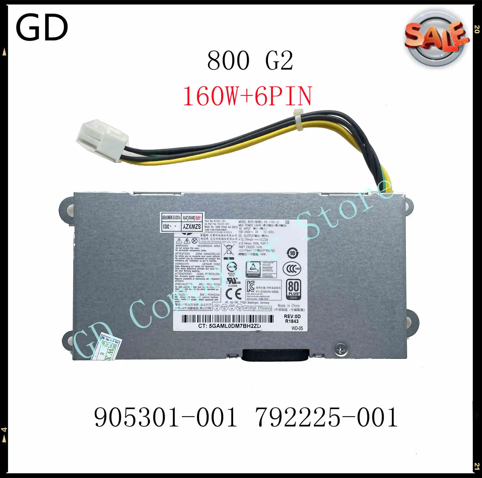 GD оригинал для HP AIO EliteOne 800 G2 160 Вт источник питания 905301-001 792225-001 PA-1161-2 полностью