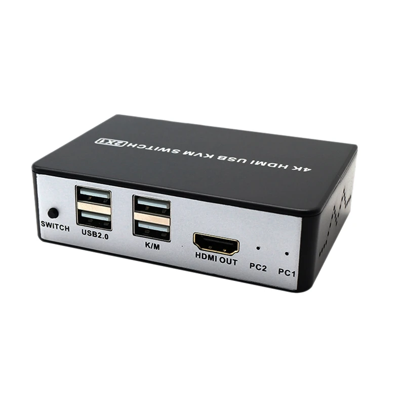 Квм-Консоль HDMI USB с поддержкой переключения горячих клавиш, квм-Консоль 4K/60 Гц, выход 2 в 1 для совместного использования клавиатуры и мыши при... от AliExpress WW