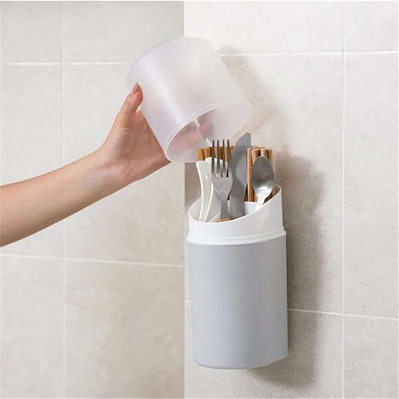 Настенный держатель для столовых приборов с крышкой и защитой от пыли|Полки