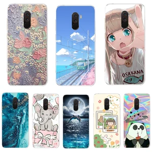 Phone Case For Xiaomi Pocophone F1 Global cute cartoon Case Pocofone F1 Silicone Soft TPU Back Cover in USA (United States)