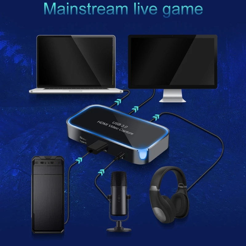 

Broadcast 4K HDMI-compatible Video Card UVC Live Streaming Game 1080p 60Hz UAC Plug And Play USB 3.0 Recording Conference