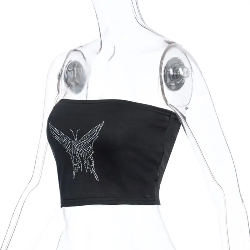 Женский Сексуальный Бюстгальтер-бандо без бретелек бабочки с блестками