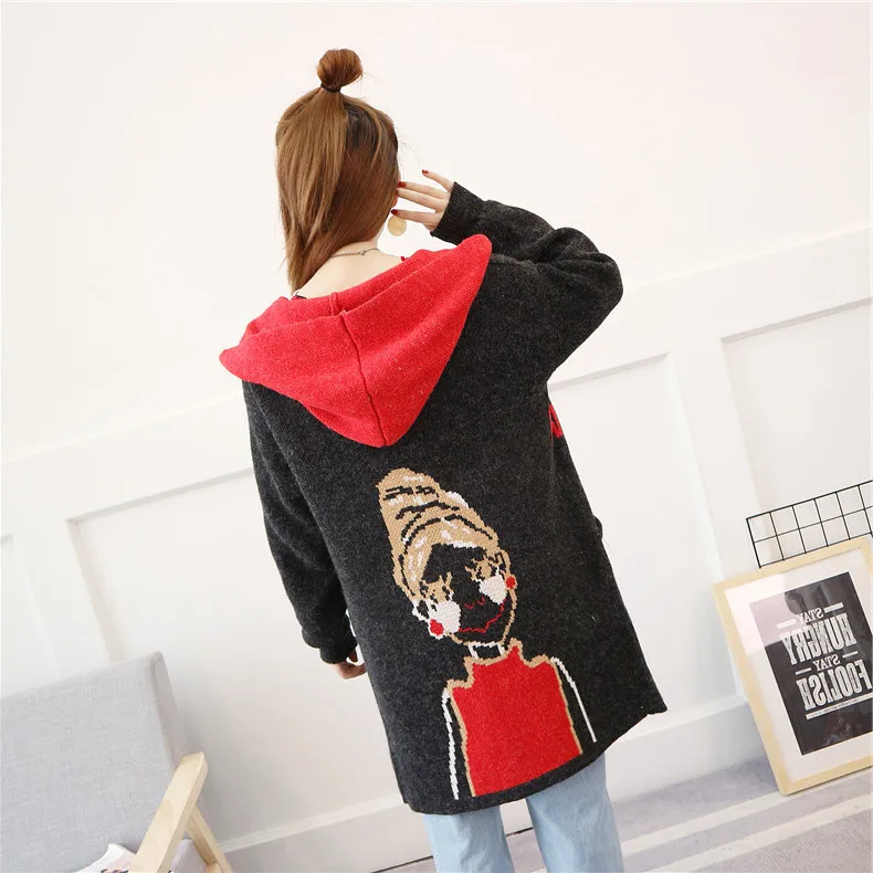 Autumn Hooded Jacket Female Sweater 2019 Long Sleeve Loose Cardigan Women Casual Pocket Zipper Knit Outwear |