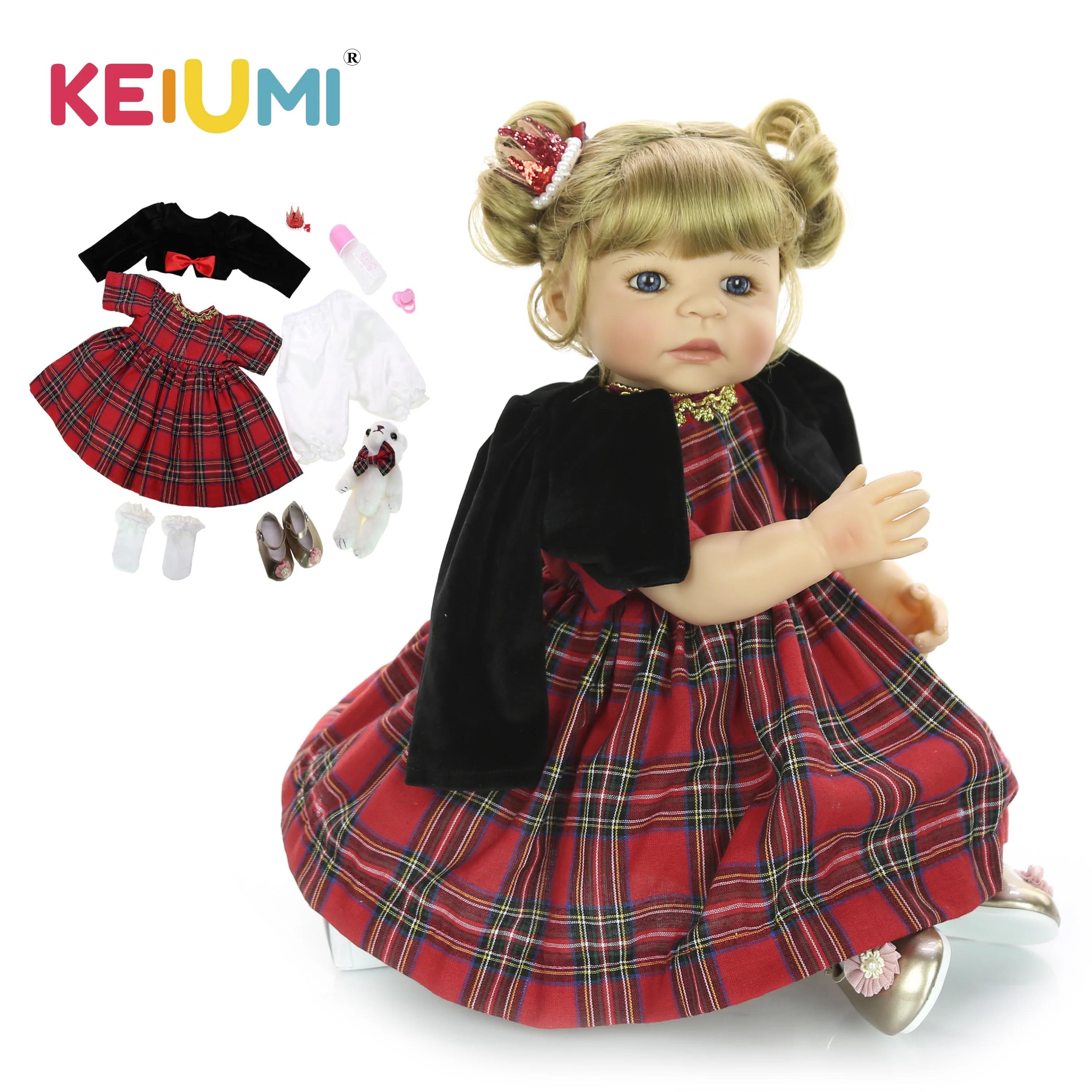 

KEIUMI Reborn Baby Doll Girl 22" 55cm Beautiful Girl With Princess Dress Reborn Boneca For Children's Day Surprise