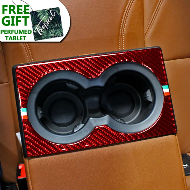 

Interior Carbon Fiber Water Cup Holder decor car stickers Trim Cover For Alfa Romeo Giulia 2017-2019 Car Styling Accessories