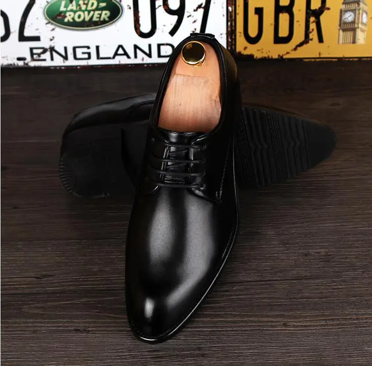 Мужские классические туфли большого размера из натуральной кожи увеличивающие