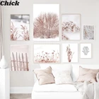 Снежное дерево Одуванчик цветок тростник лист растение Настенная Картина на холсте постер на стену в скандинавском стиле для гостиной домашний декор