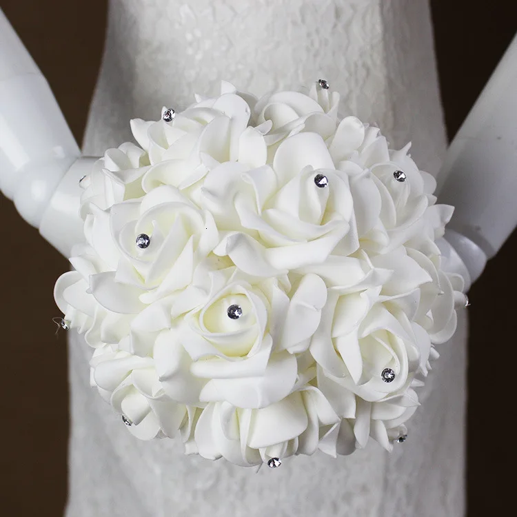 Hot Wedding Flowers Bridal Bouquets Ribbon Artificial Wedding Bouquet Romantic