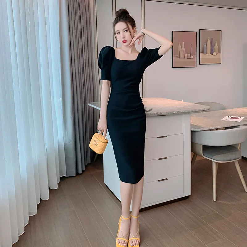 

French Styles Elegant Dresses for Women Summer Backless Corset Black White Dress Ladies Slim Wrap Dress Woman Vestidos