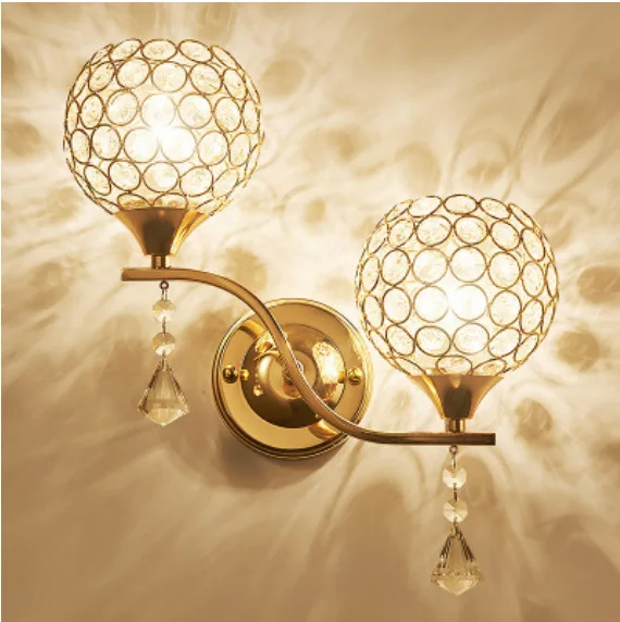 Gold Silver Crystal Wall Lights Simple Creative Bedside Lamp Living Room Indoor Sconce Lighting | Лампы и освещение