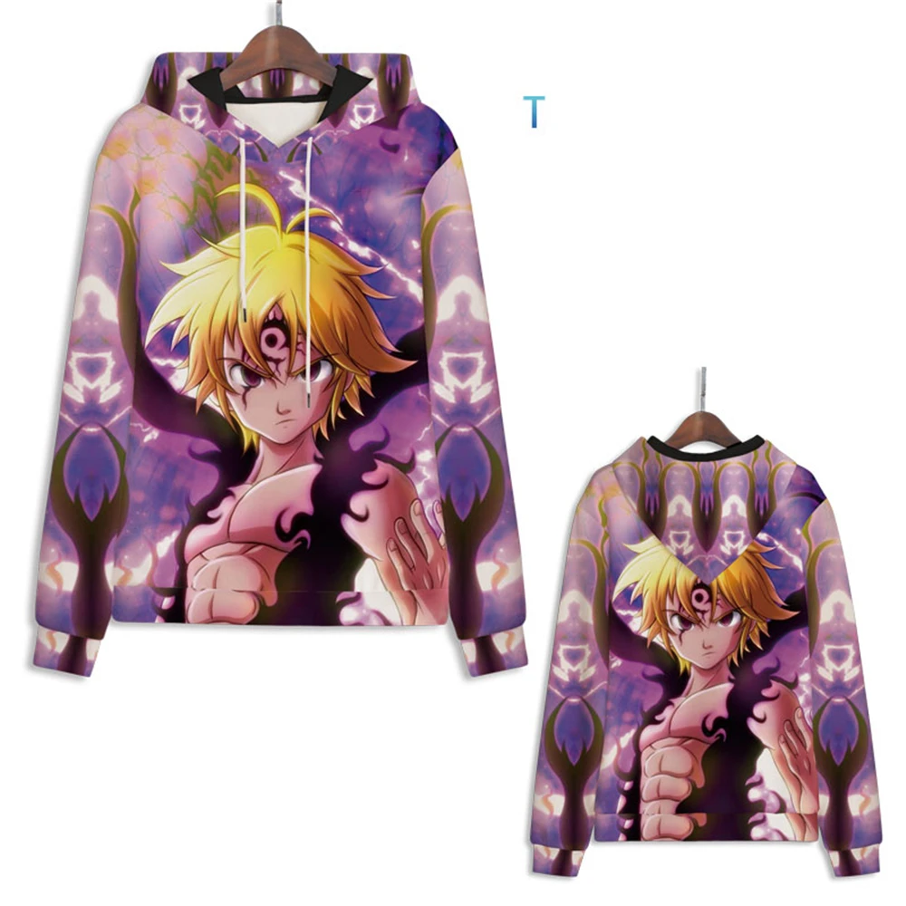 

Толстовка с капюшоном и 3D-принтом аниме «Семь смертных грехов», Женская Повседневная Уличная одежда на молнии для подростков, куртка для де...