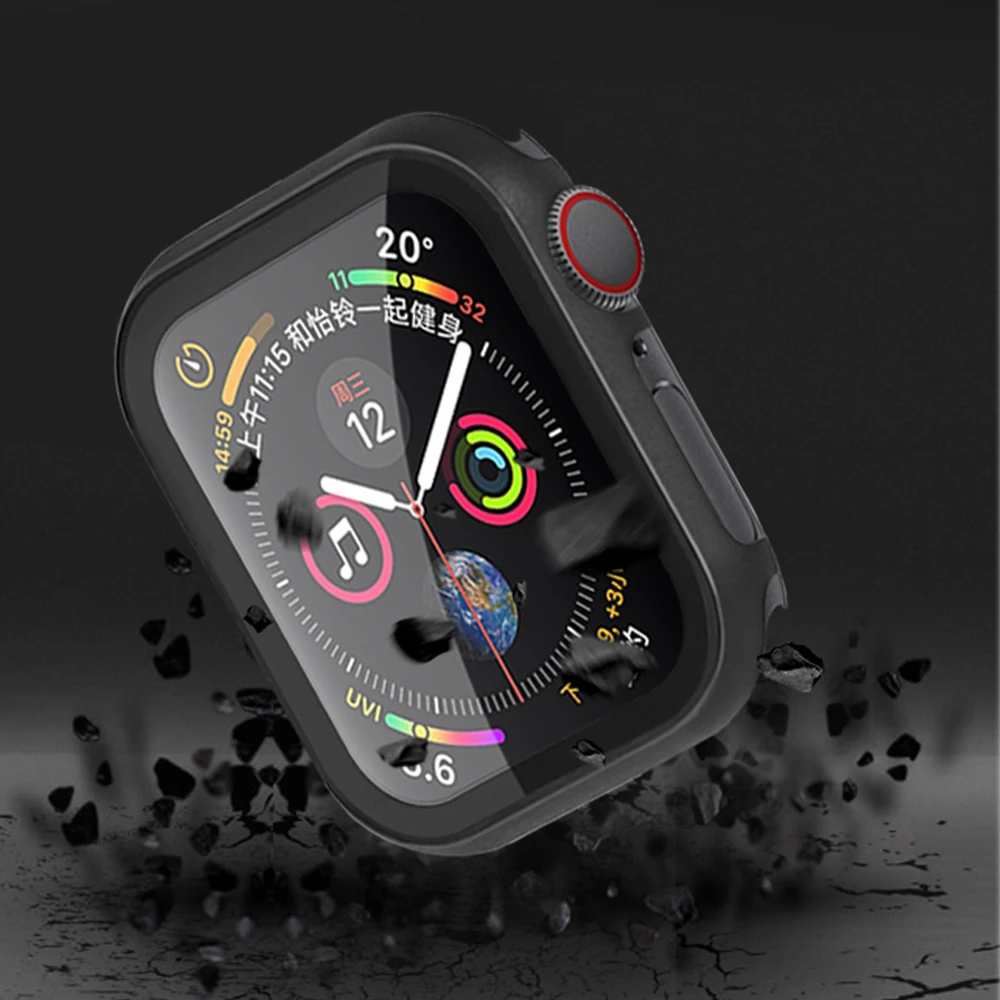 Стекло + рамка чехол для Apple Watch 6 se 5 4 3 44 мм 42 iwatch band 40 38 металлический бампер Защита
