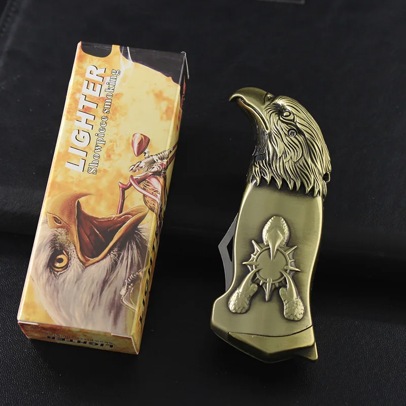 Струйная зажигалка ветрозащитная Зажигалка в форме головы орла с зеленым