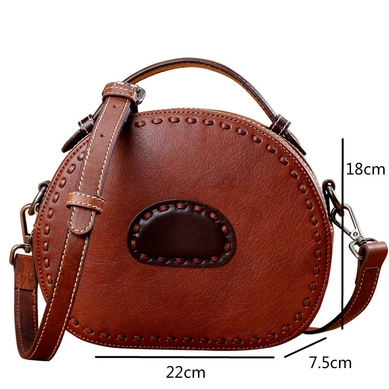 

YourSeason Female 2021 Cowhide Circular Shoulder Crossbody Bags Casual Women Retro Genuine Leather Handbags