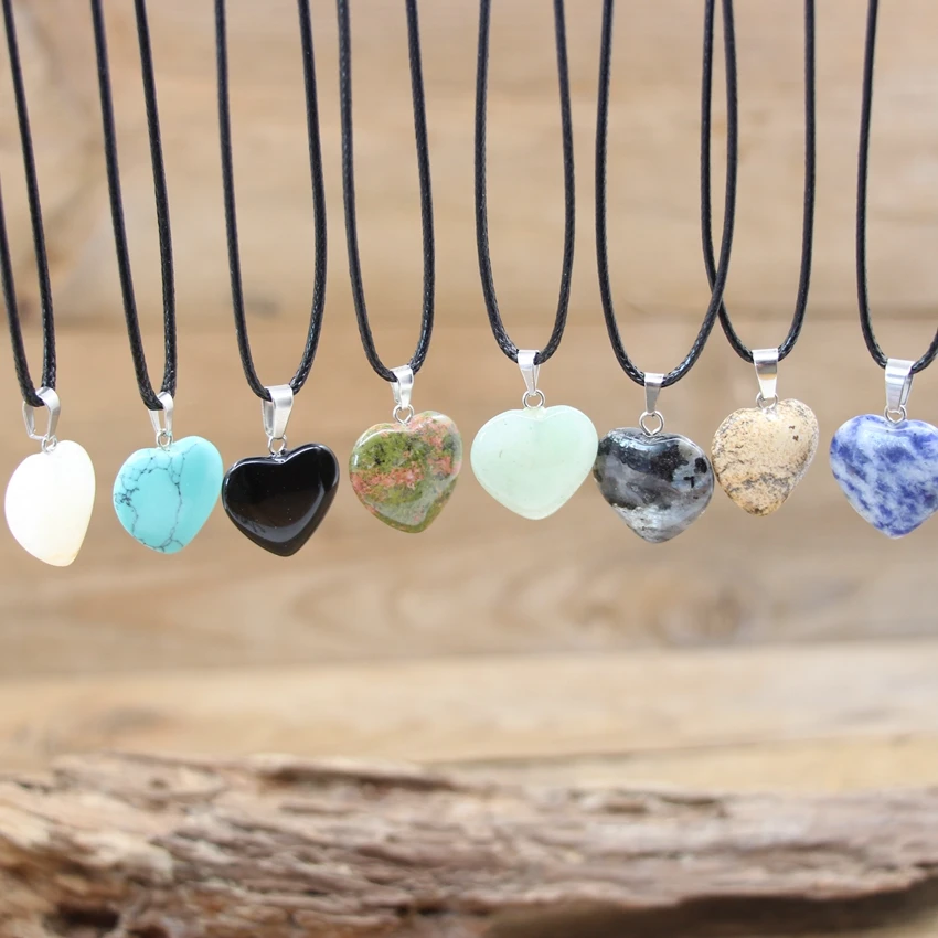 Натуральные Агаты бирюзовые кварцевые подвески в форме сердца Женское Ожерелье
