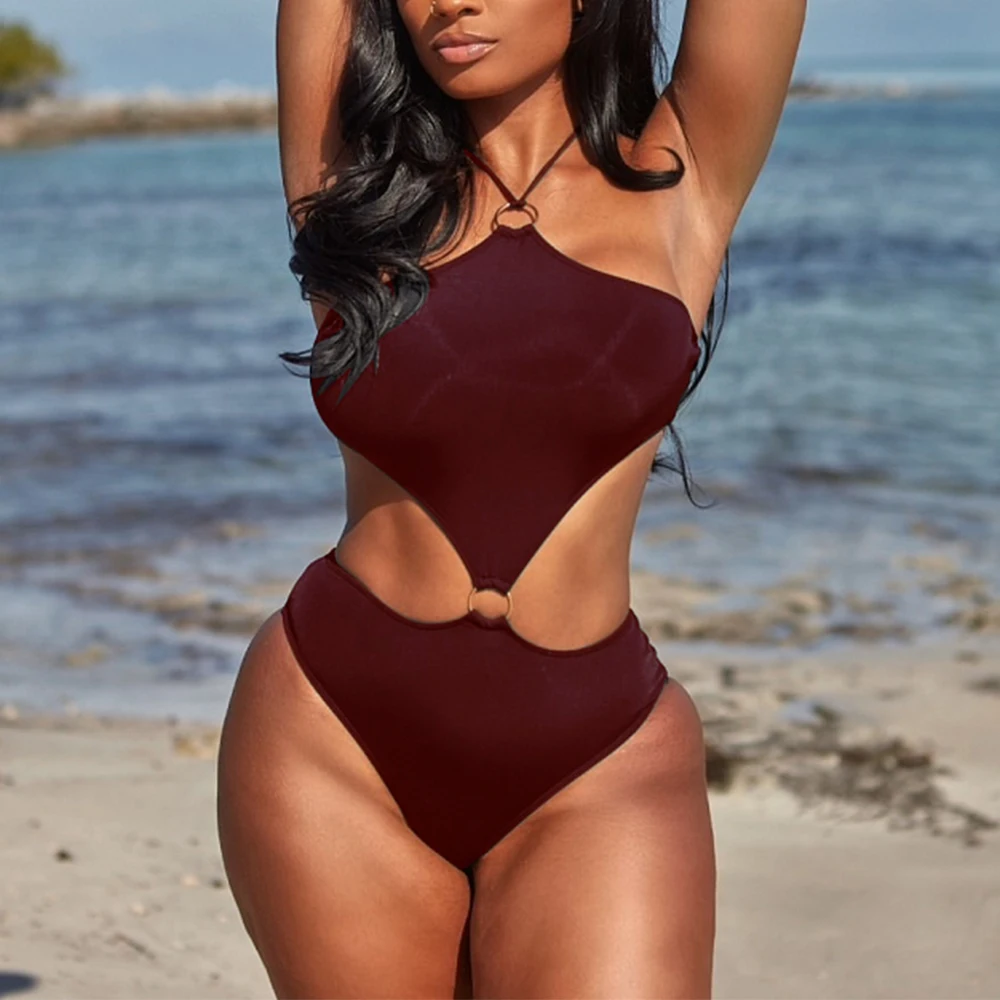 Трикини с вырезами Цельный купальник для женщин новинка 2022 сексуальный лямкой на