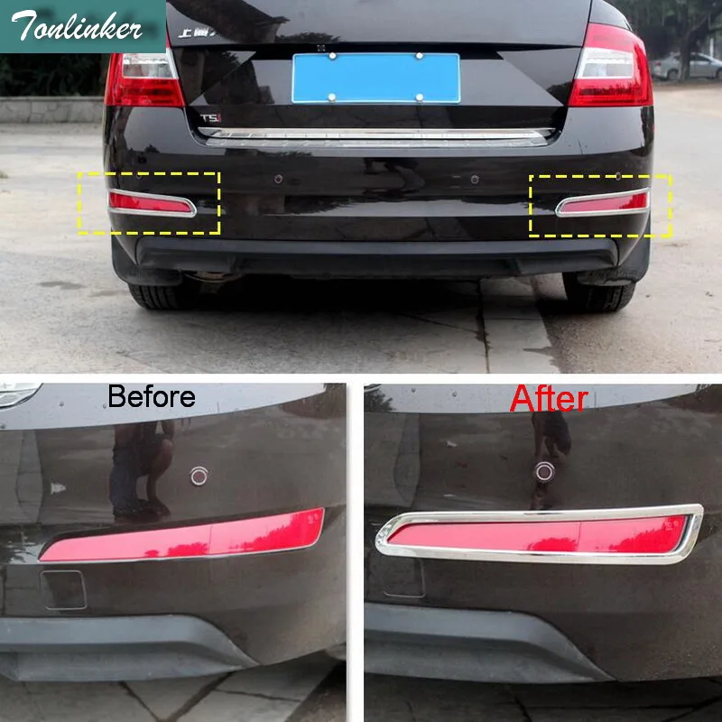 

Tonlinker 2 предмета DIY наклеиваемого покрытия для автостайлинга из ABS хромированный задний противотуманный светильник Стикеры крышка чехол Сти...