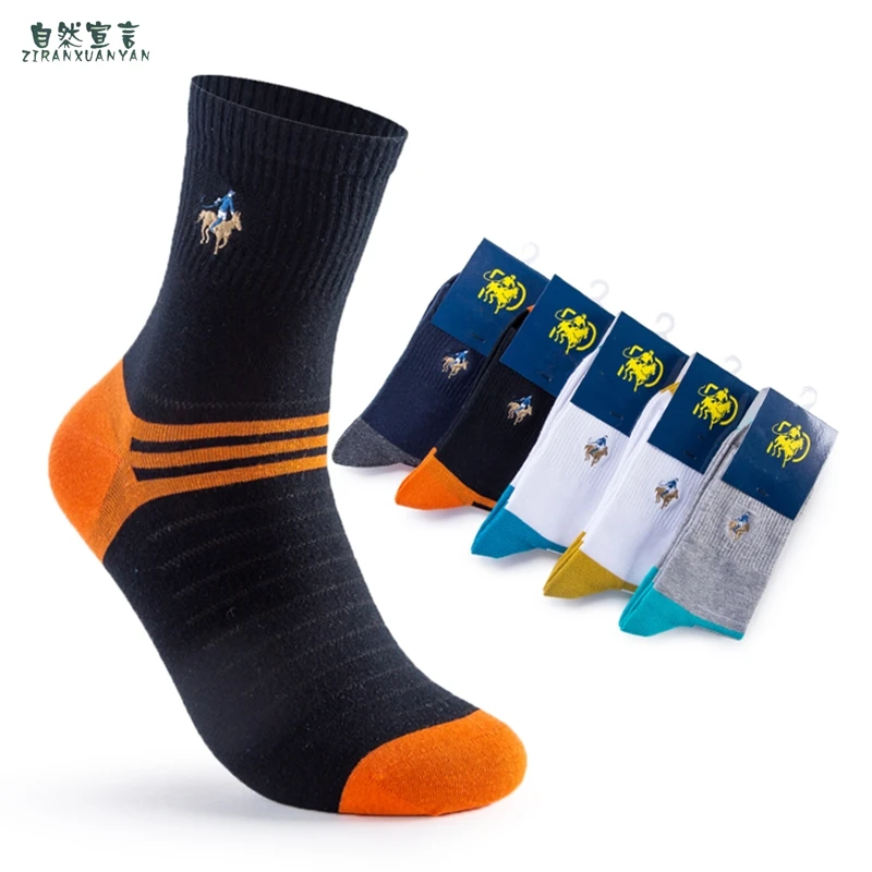 2020 Sale Autumn And Winter New Embroidery Men Socks High-grade Fight Color Cotton In The Tube Men's Casual Wholesale | Мужская