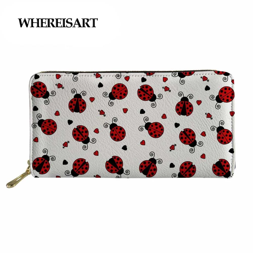 WHEREISART 2019 Длинный кошелек с принтом божьей коровки женский клатч держатель для