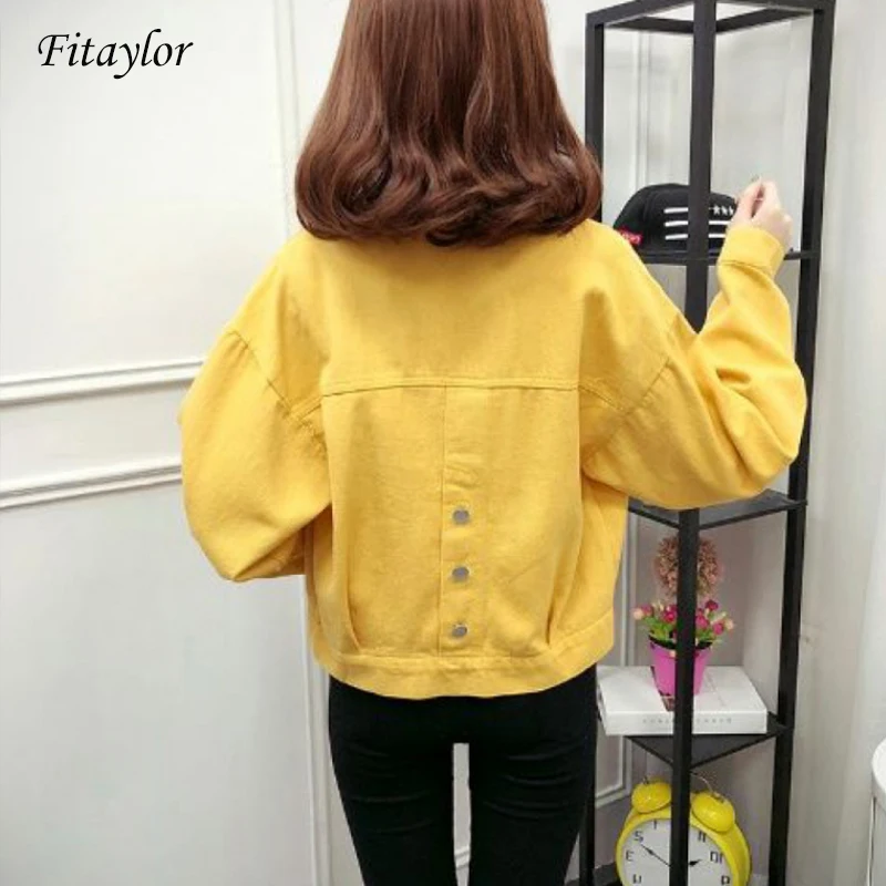 

Fitaylor Women Denim Jackets Spring Autumn Streetwear Vintage Loose Coat For Women Jeans Coat Cowboy Short Tops Clothes