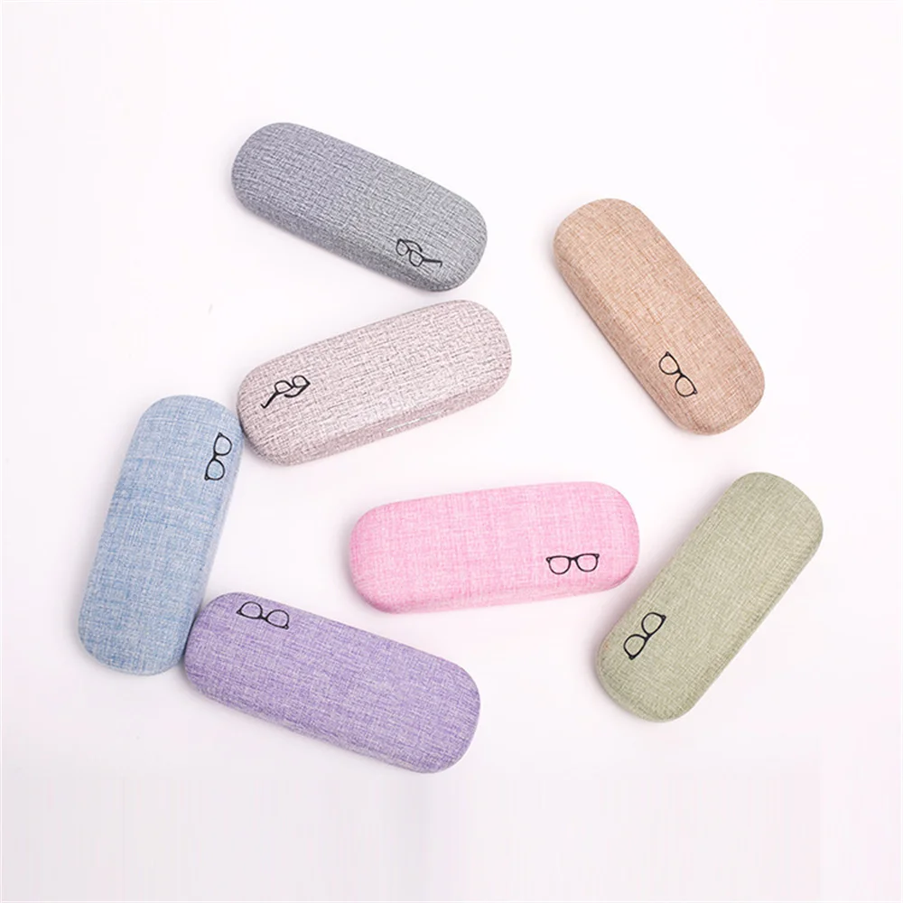 

Creative Linen Anti-Compression Glasses Case Hard Shell Eyeglasses Case Linen Fabrics Protective Case Sunglasses Men Women