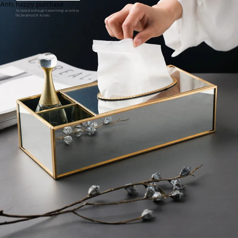 Европейская трехсетчатая медная полоса стеклянная коробка для салфеток