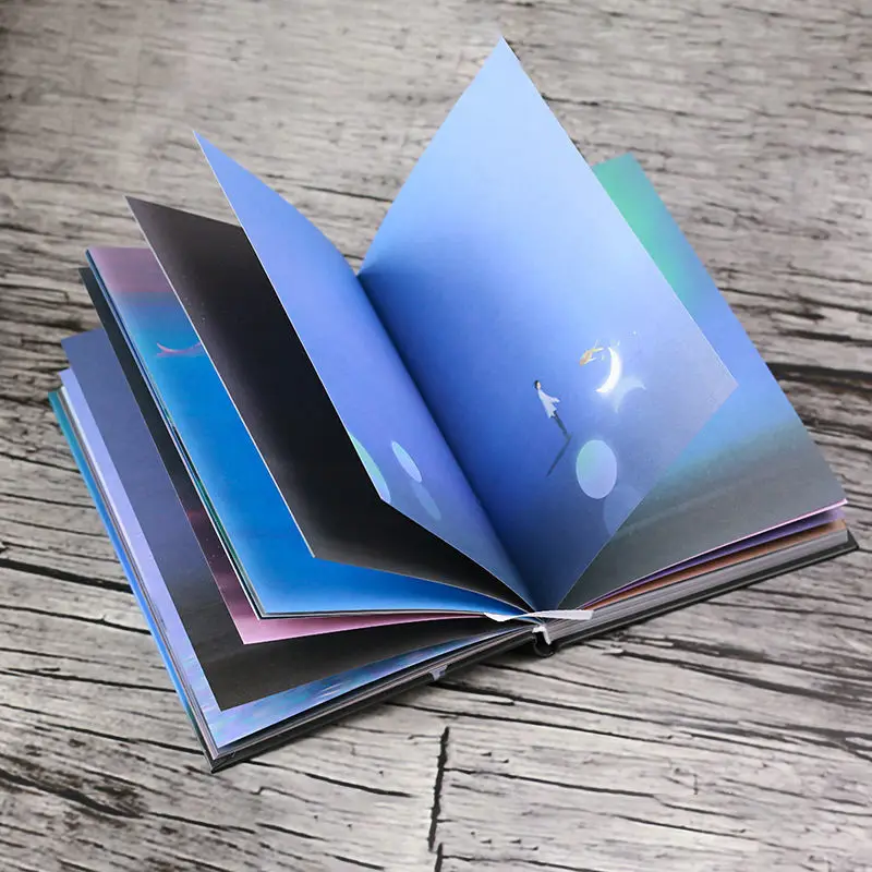 

A5 Thickened Starry Retro Creative Color Page Illustration Hand Ledger Notebook Korean Stationery Cute Journal Office Supplies