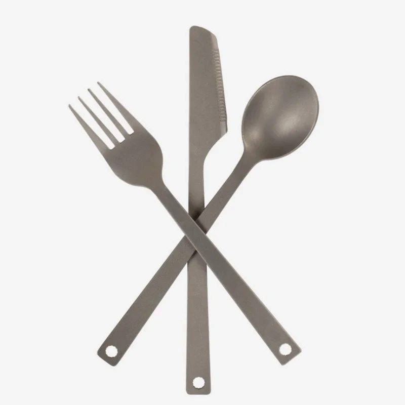 

Титановая посуда из трех предметов, столовые приборы для кемпинга, походов, путешествий, столовые принадлежности для улицы