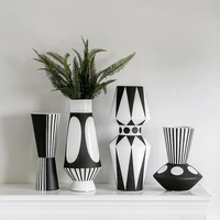 nordic design creative black and white ceramic vase abstract flower arrangement flower retro desktop home craft decoration