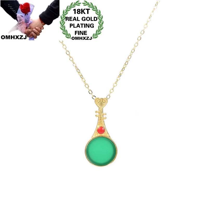 

OMHXZJ оптовая продажа CA513 Европейская мода изысканный женский вечерние на день рождения свадьбу винтажный китайский лют 18KT золотой кулон Оча...