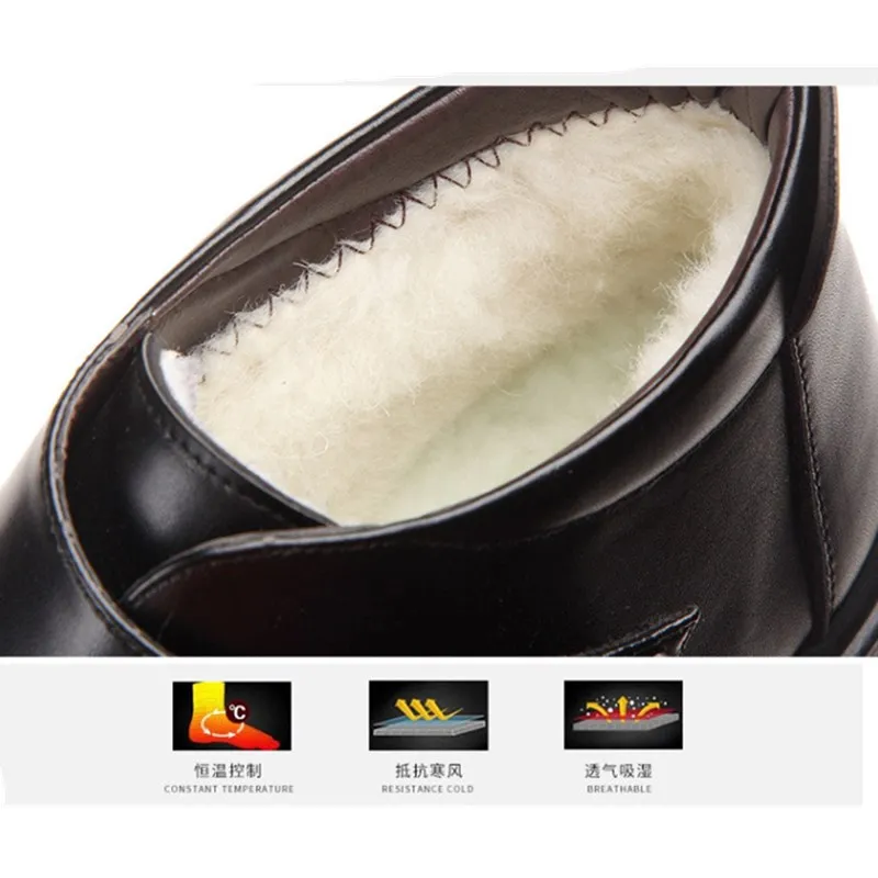 Мужские зимние ботинки из натуральной кожи с хлопковой подкладкой|Зимние сапоги|