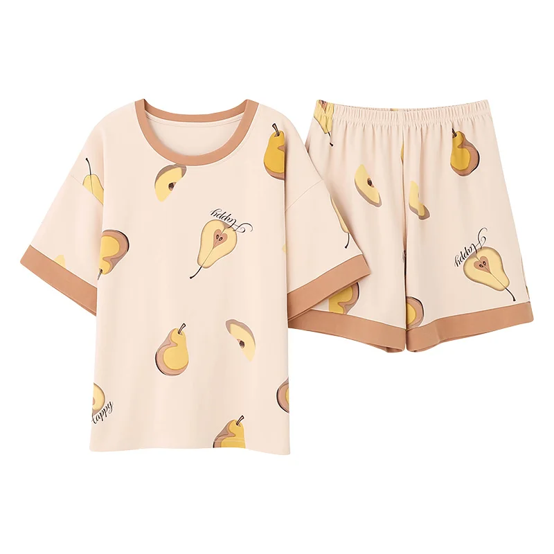 Ночная рубашка с круглым вырезом и принтом груши модный стиль домашняя одежда