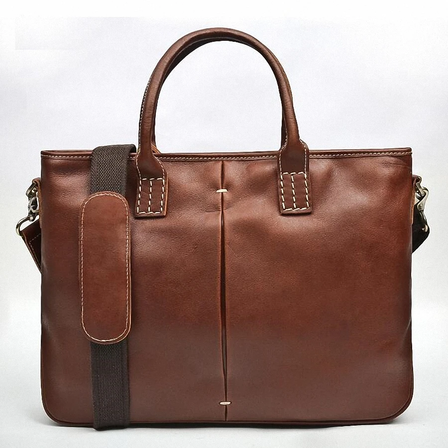 Men's Bag Simple Briefcase Leather Laptop Bag For Men's Genuine Leather Office Bag For Document Business Trip Travel Bags