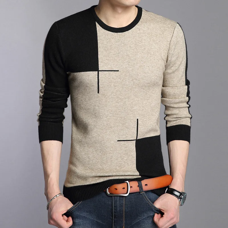 

Men's brand round neck knit woolen sweater this quality for fall/winter 2021 men's fashion casual hood sweater bottoming shirt
