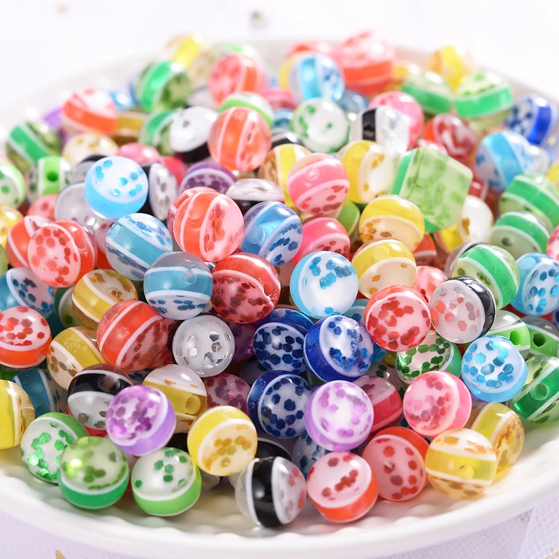 

50Pcs/Lot 8mm Resin Beads Edge Transparent Round Beads Mixed Color for Jewelry Making DIY Bracelet Necklace Accessories Handmade
