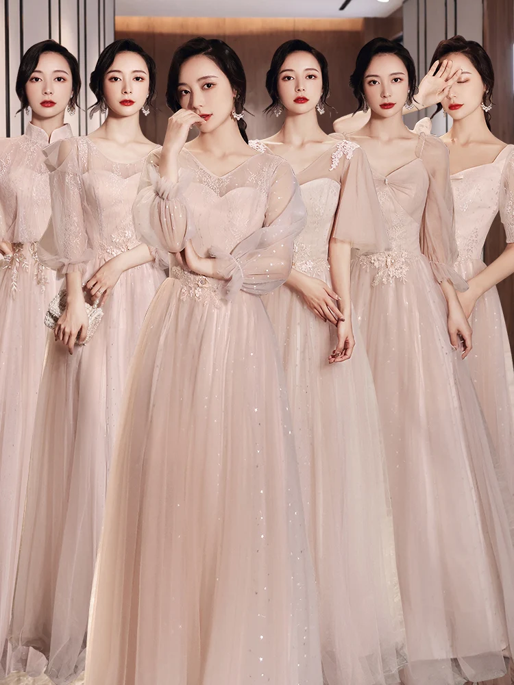 

Женское свадебное платье, розовое однотонное платье из тюля с V-образным вырезом и аппликацией, классическое длинное платье с открытой спин...