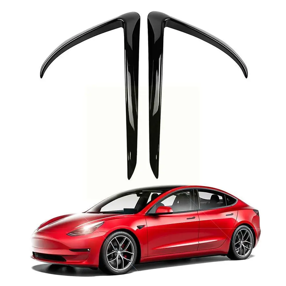 

for Tesla Model 3 2017-2021 Front Fog Lamp Frame Decorative Deflector Modified Shell Light Knife Wind Sleeve Spoiler Black E3W0