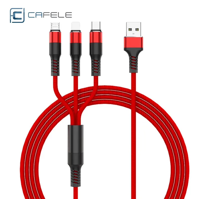 Cafele USB 3 в 1 кабель светодиодный свет 1,2 м 2.5A кабели для зарядного устройства USB для IPhone Xs Max Xiaomi Mi9 M8 Redmi Note Hua Wei samsung Oppo