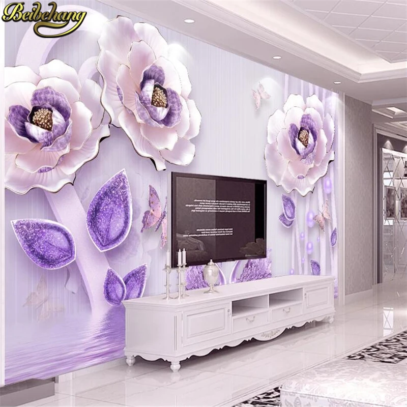 Фотообои beibehang с 3D тиснением обои пионами для гостиной ресторана фоновая