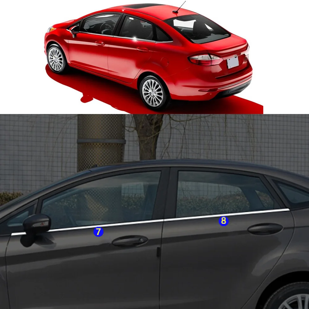 

Автомобильная наклейка из нержавеющей стали, украшение для окна столба, средняя полоса, отделка рамы, запчасти для Ford Fiesta Sedan 2009-2016