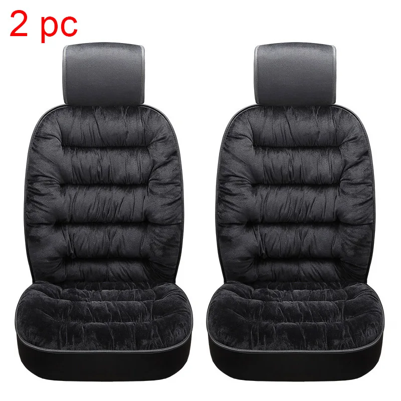 Black 2pcs Хлопковые Чехлы для автомобильных сидений, автомобильные теплые плюшевые чехлы для сидений, чехлы для автомобильных сидений, протектор для зимних и осенних чехлов, аксессуары для подушек - Название цвета: Black 2pcs