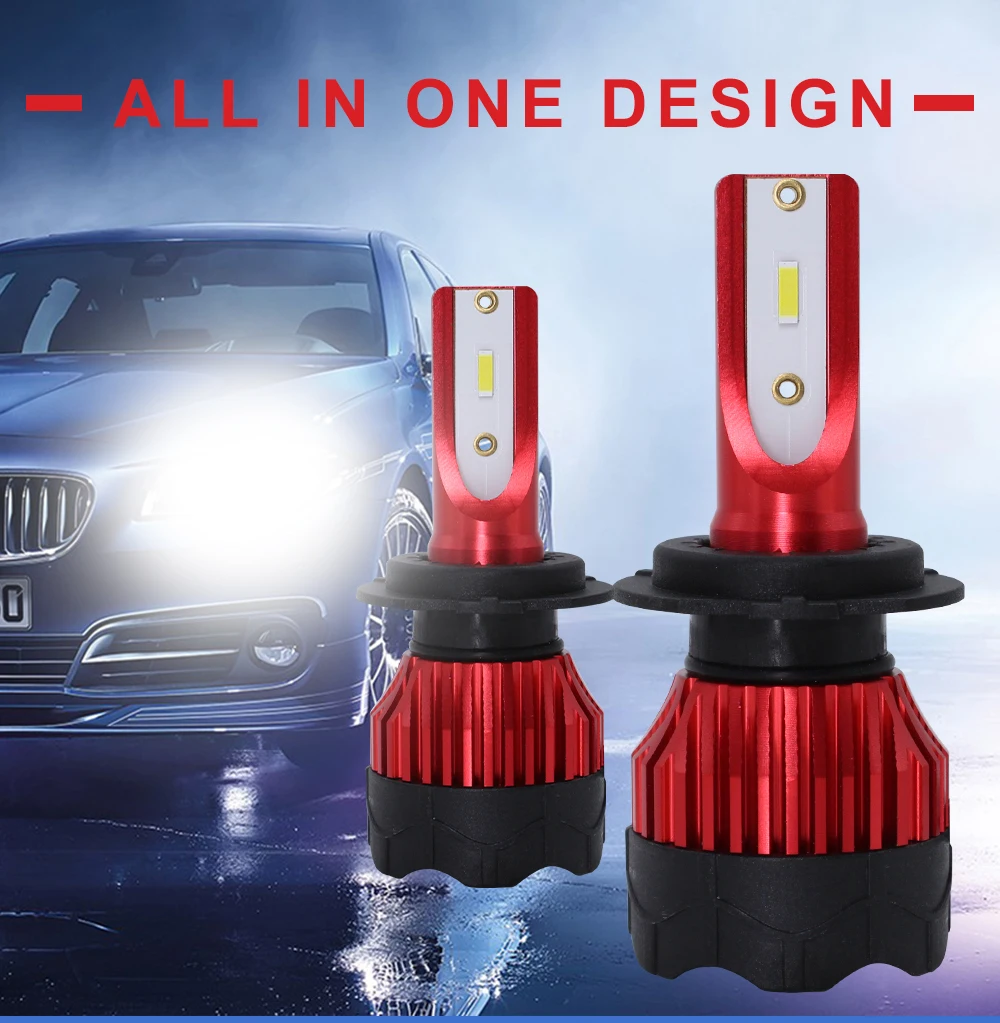 Автомобисветильник светодиодные лампы HAOSJ 8000K LED H7 H4 ламдля авто 55 Вт 12 В 9005 лм H11 9006