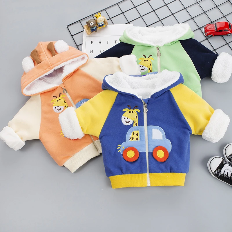 Детская теплая куртка с капюшоном для мальчиков и девочек детское бархатное