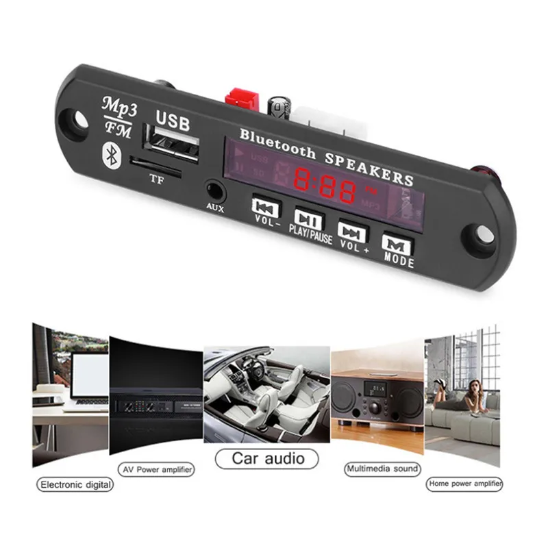 5 V-12 V цвет BT TF USB FM Aux радио MP3 плеер интегрированы в машину с USB, туманный распылитель, Набор беспроводной связи по стандарту Bluetooth MP3 декодер доска модуль аудио-усилитель