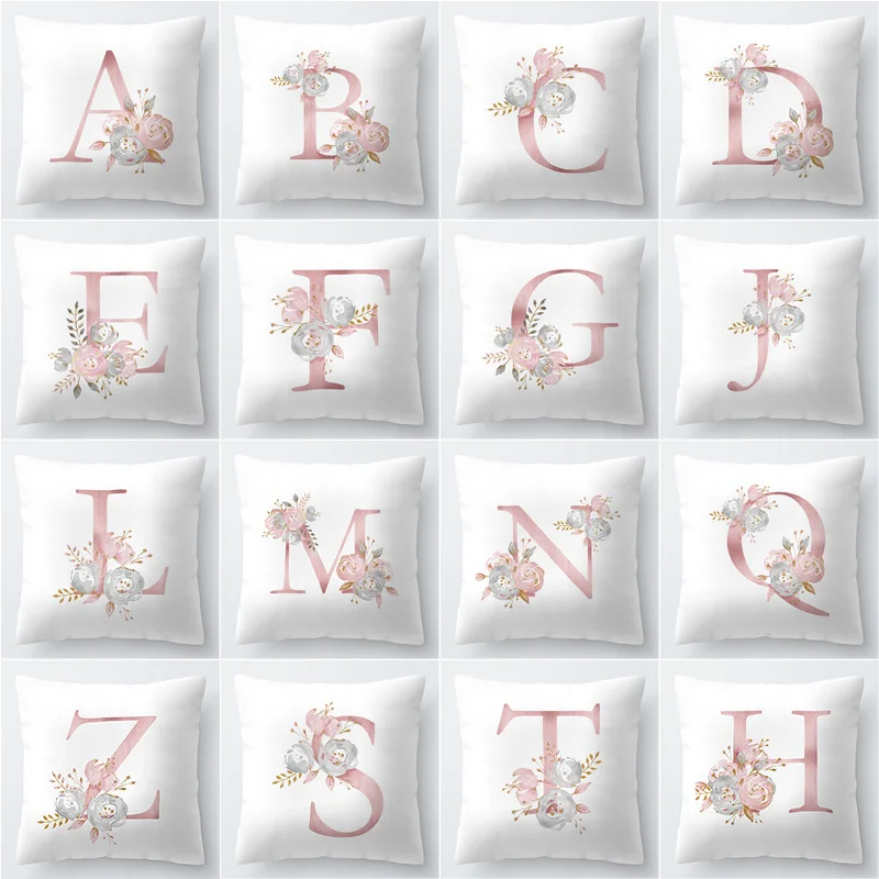 

2021Pink Letter Decorative Pillow Cushion Covers Pillowcase Cushions for Sofa Polyester Pillowcover Cuscini Decorative
