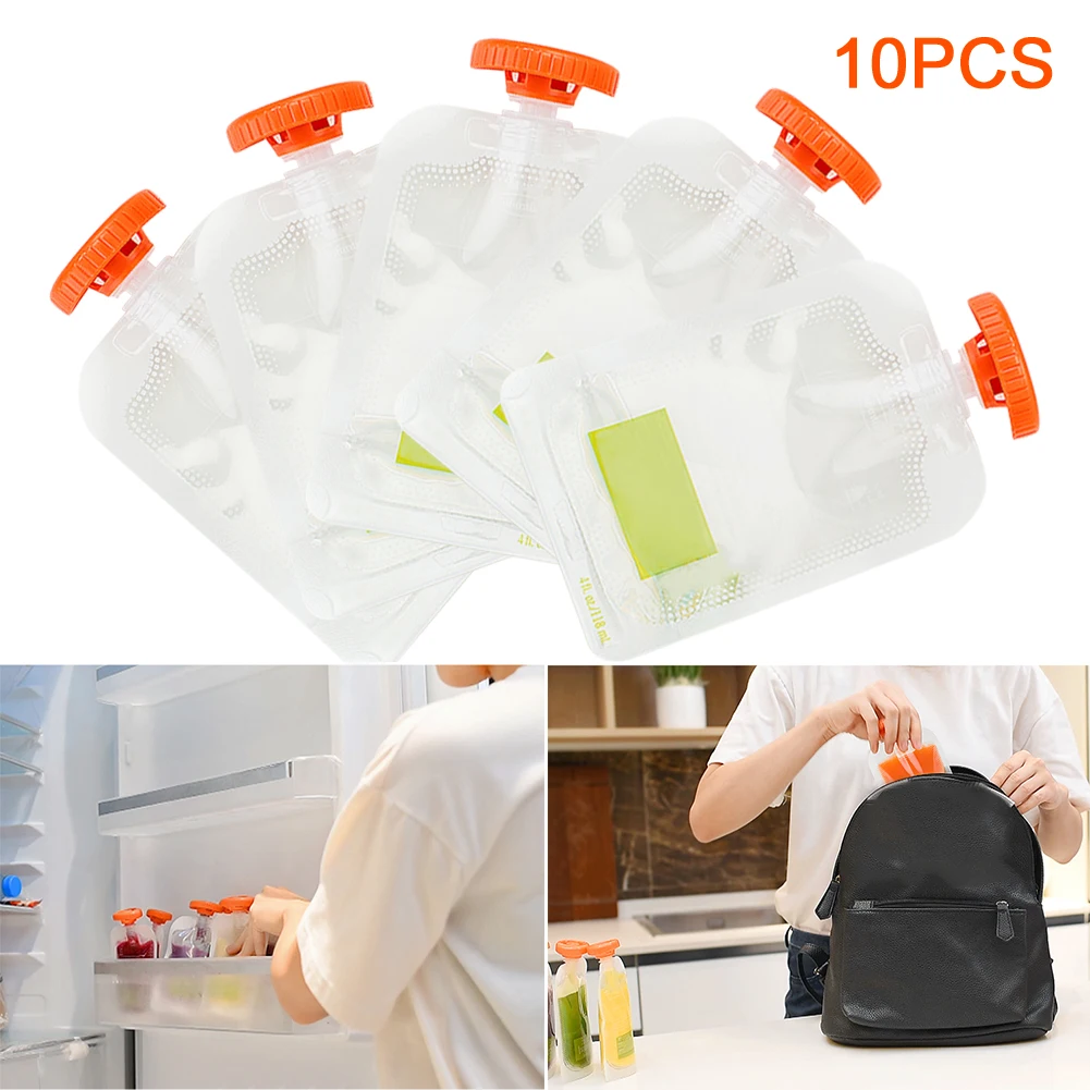 Bolsas reutilizables para comida de beb&eacute;, paquete de suplemento de alimentaci&oacute;n para reci&eacute;n nacido, fruta y verdura, f&aacute;cil de limpiar, viaje, 10 unids/set por juego-5
