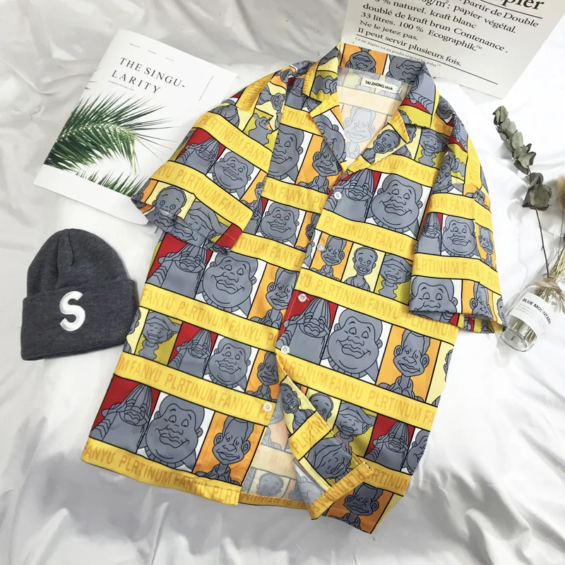 

Big Uncle Head Print Shirt Men Hawaiian Short Sleeve Shirt Summer Mens Casual Men And Women Beach Shirts Clothing Chemise Homme